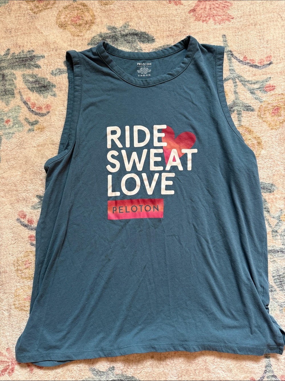 Peloton Navy Graphic Muscle Tank with Red Heart